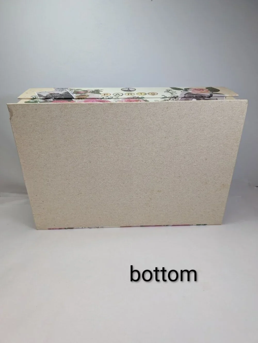 Paris Eiffel Tower Collage Storage Box Whimsical Rustic Floral Large